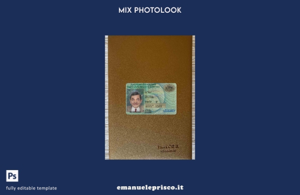 modello FRONTALE photolook per carta di residenza permanente in stile verificato